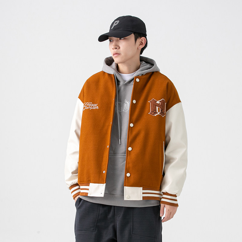 2026春季新款男装日系撞色拼接字母刺绣棒球服外套夹克JK292-F145,男装夹克,电商A101（原外27）