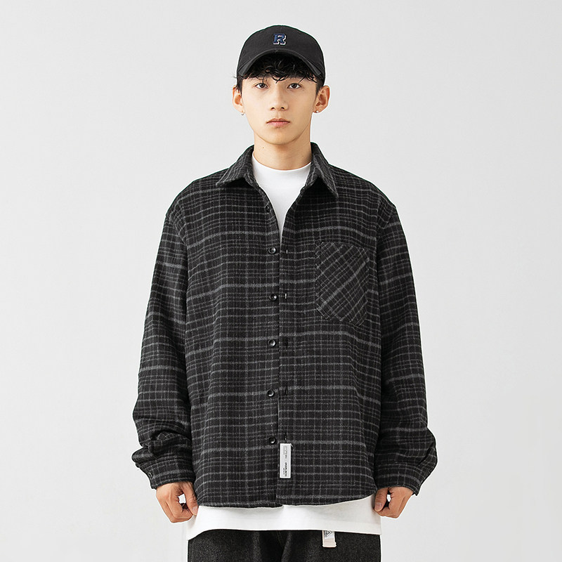 2026冬季新款男装日系潮牌加厚大格子长袖衬衫衬衣CS182-F95,男装衬衫,电商A101（原外27）