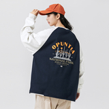 2026秋季新款男装日系假两件撞色印花宽松圆领套头卫衣WY512-F75，男装卫衣，电商A101（原外27）