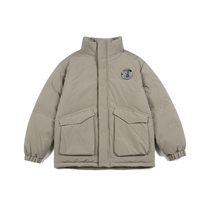 2026冬季新款男日系潮牌宽松休闲立领工装棉服加厚外套MY316-F185,黑色的工装裤搭配五分袖男图片
