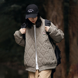 2026冬季新款男装日系潮流菱形格棒球领棉服加厚外套MY336-F175，男装棉衣，电商A101（原外27）