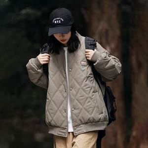 2026冬季新款男装日系潮流菱形格棒球领棉服加厚外套MY336-F175图片