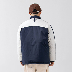 2026冬季新款男日系撞色字母刺绣立领宽松加厚棉服外套MY320-F205图片