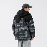 2026冬季新款男日系花色拼接撞色连帽棉服外套休闲棉衣MY258-F195，男装棉衣，电商A101（原外27）