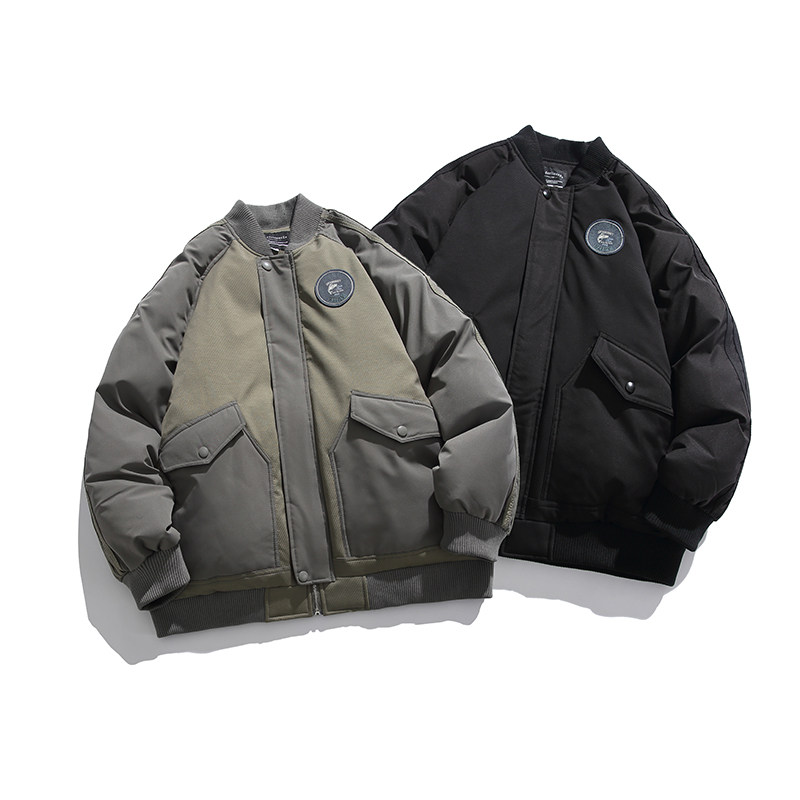 2026冬季新款男装日系潮牌拼接棒球领加厚工装棉服外套MY318-F195图片