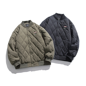 2026冬季新款男装日系潮流菱形格棒球领棉服加厚外套MY336-F175图片
