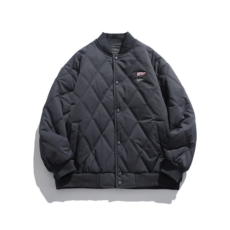 2026冬季新款男装日系潮流菱形格棒球领棉服加厚外套MY336-F175,男装棉衣,电商A101（原外27）