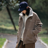 2026冬季新款男装日系复古潮流贴布宽松鹿皮绒加厚外套MY306-F215，女装短外套，电商A101（原外27）