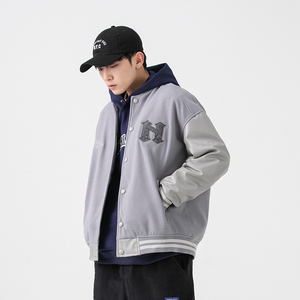 2026春季新款男装日系撞色拼接字母刺绣棒球服外套夹克JK292-F145图片