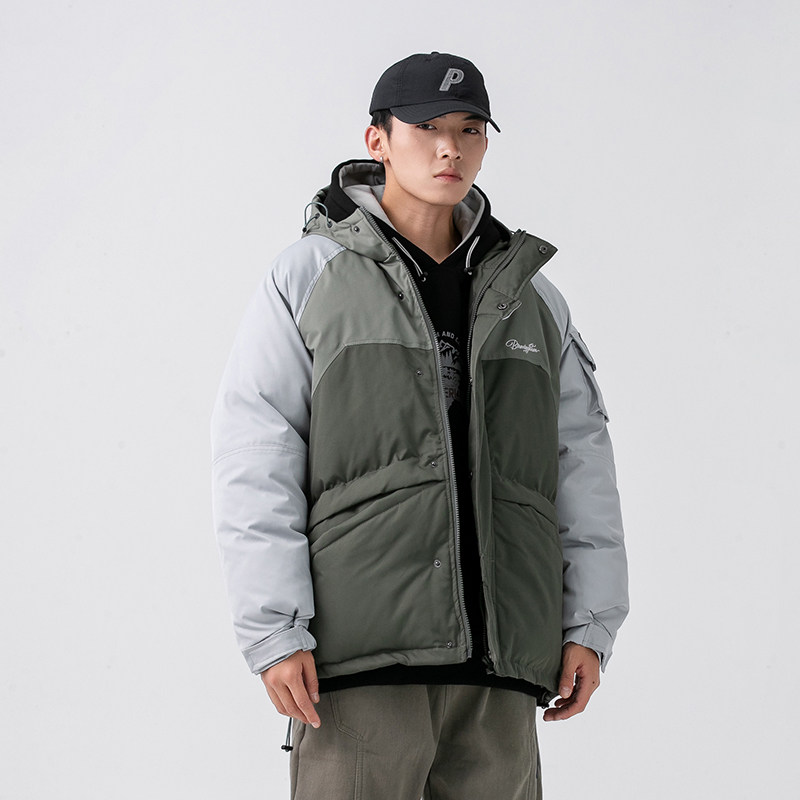 2026冬季新款男日系潮流撞色拼接连帽工装棉服宽松外套MY278-F205,男装棉衣,电商A101（原外27）