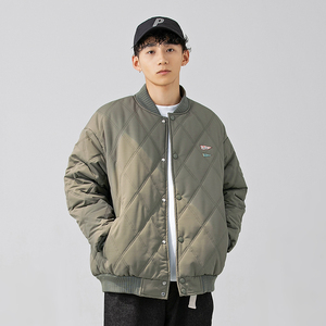 2026冬季新款男装日系潮流菱形格棒球领棉服加厚外套MY336-F175图片