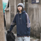 2026春季新款男装日系潮流拼接撞色假两件宽松连帽卫衣WY262-F105，男装卫衣，电商A101（原外27）