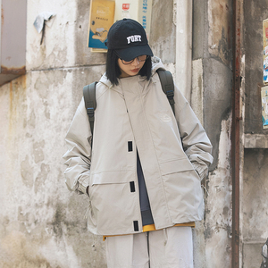 2024春季新款男装日系大口袋连帽工装外套纯色宽松夹克JK300-F145