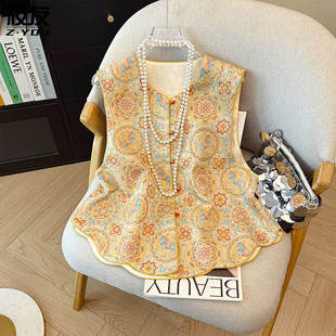 新中式国风马甲外套女装年轻款高端缎面提花唐装坎肩2026新款马夹