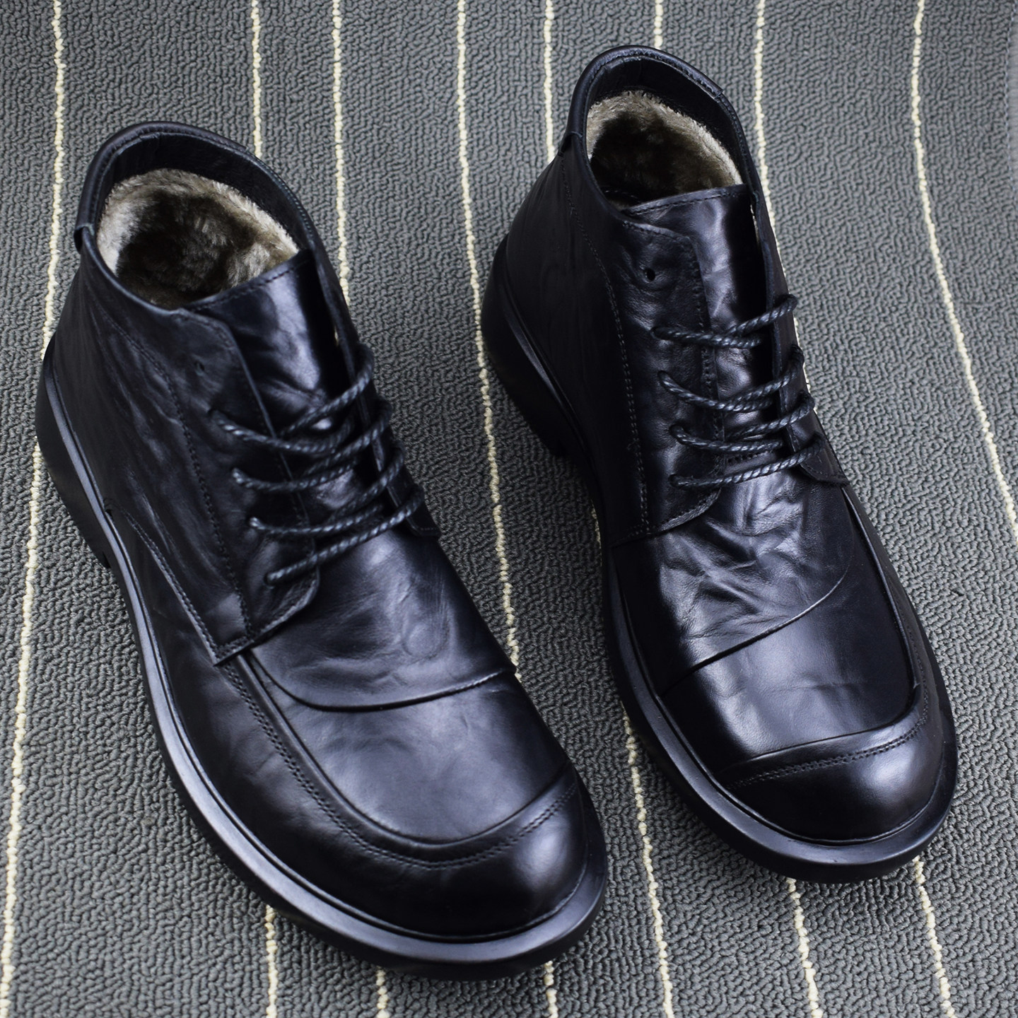 外贸真皮马丁靴男款圆头层牛皮男棉鞋冬季加绒加厚保暖切尔西靴男