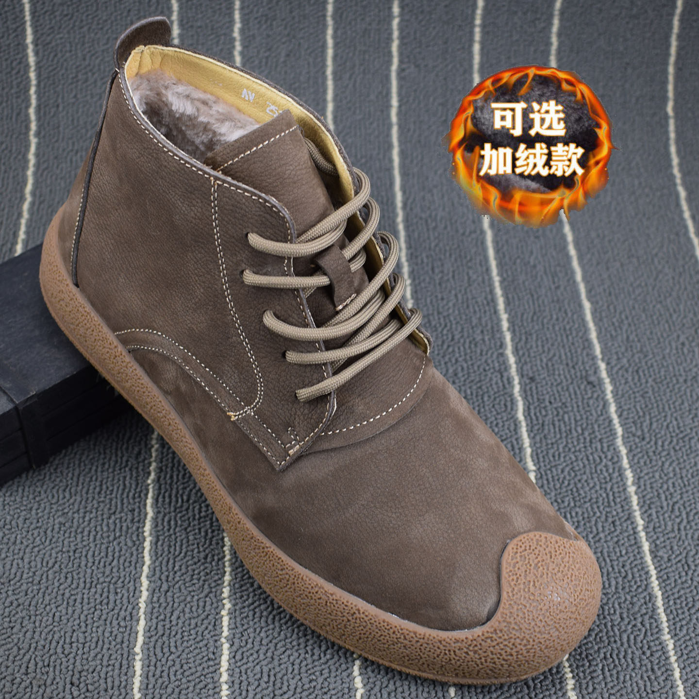秋冬季男士真皮高帮加绒马丁靴男款复古磨砂皮头层牛皮防滑耐磨