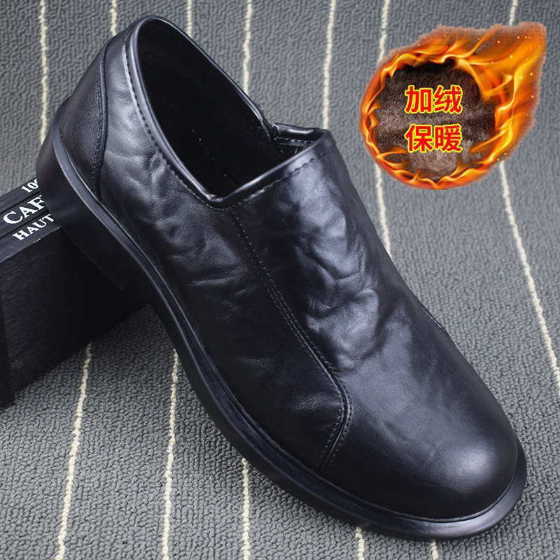 外贸男鞋冬季加绒加厚防寒靴头层牛皮低帮马丁靴男真皮商务休闲鞋