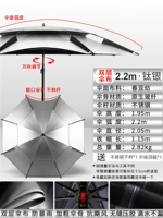 2,2 метра нержавеющей стали [двойной слой зонтичной ткани двойной солнцезащитный крем 0 Прозрачный отражающий край] Титановый серебро