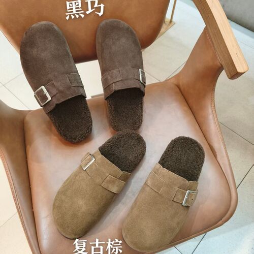 艾模儿加绒勃肯2026秋女鞋时尚百搭舒适轻便潮鞋防滑复古一脚蹬