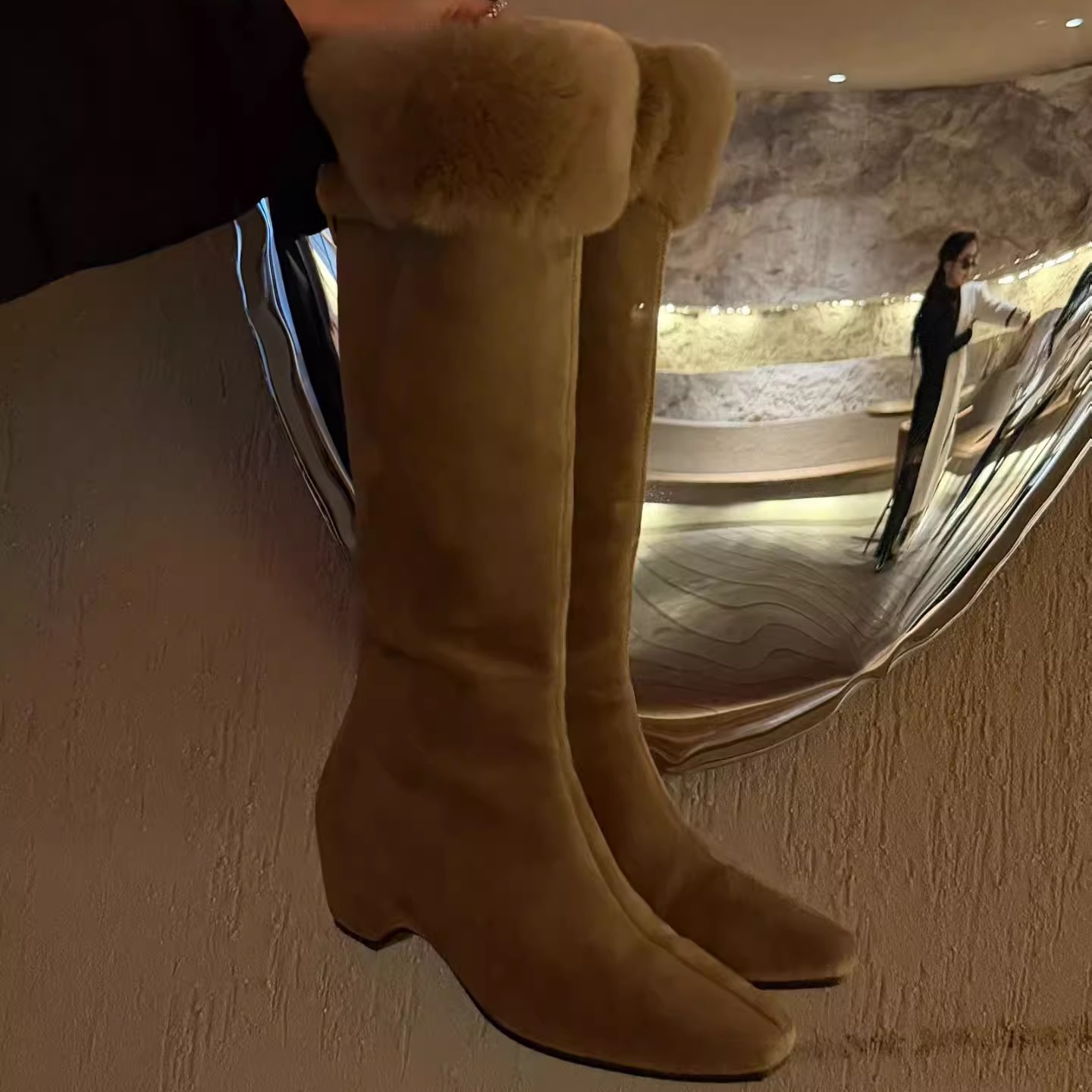 c女鞋高筒靴25冬款女鞋时尚百搭韩版潮鞋舒适保暖气质耐磨防滑