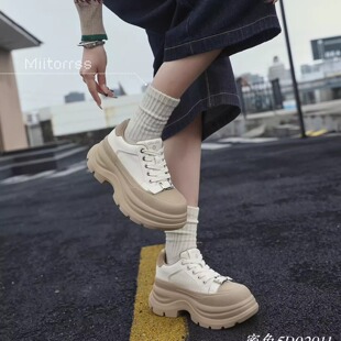 蜜女鞋乐福鞋厚底加绒25冬款女鞋时尚百搭舒适潮鞋耐磨气质皮面