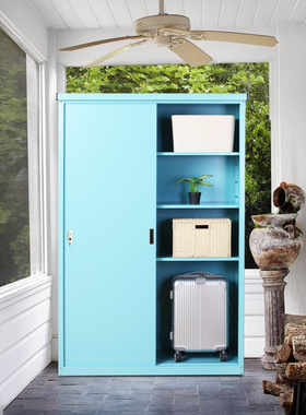 阳台柜子储物防水防晒户外现代简约上海杂物收纳推拉金属防尘衣柜