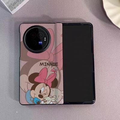 可爱米妮适用vivo xfold5手机壳折叠屏xfold3pro卡通油画新款创意高级感壳膜一体全包中轴防摔保护套少女皮纹