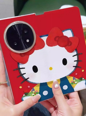 红色凯蒂猫适用oppo findn5手机壳n3折叠屏翻盖皮套保护套卡通个性可爱创意新款全包防摔典藏版女款