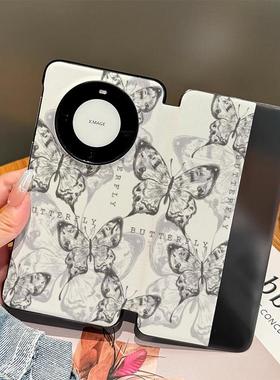 适用华为mate70pro手机壳新款黑色蝴蝶线条mate60高级感全包防摔皮套mate60pro+保护套北欧风创意个性女款ins