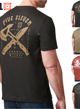 5.11战术军事主题印花圆领T恤涤棉混纺户外短袖23新款76146/76149