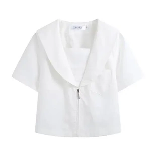 夏季 宽松 水手服衬衣短袖 关东关西襟札幌jk制服白色jk女基础款