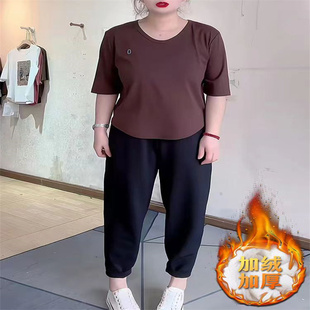小个子加绒显瘦萝卜裤女2024秋冬款高腰显瘦哈伦裤休闲运动卫裤