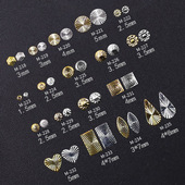 新款 金色美甲螺纹圆形铆钉美甲饰品指甲桃心金属花纹螺旋纹螺旋钉