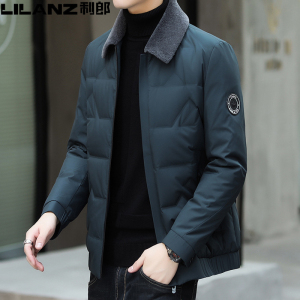 利郎男装秋冬季新款羽绒服中青年男士翻领修身白鸭绒保暖夹克外套