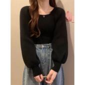 打底针织衫 春秋2025新款 方领宽松慵懒外穿毛衣女秋冬内搭长袖 上衣