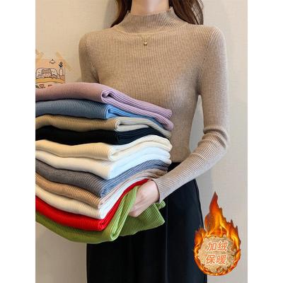 秋冬2025新款半高领修身紧身内搭针织衫女士春秋季长袖毛衣打底衫
