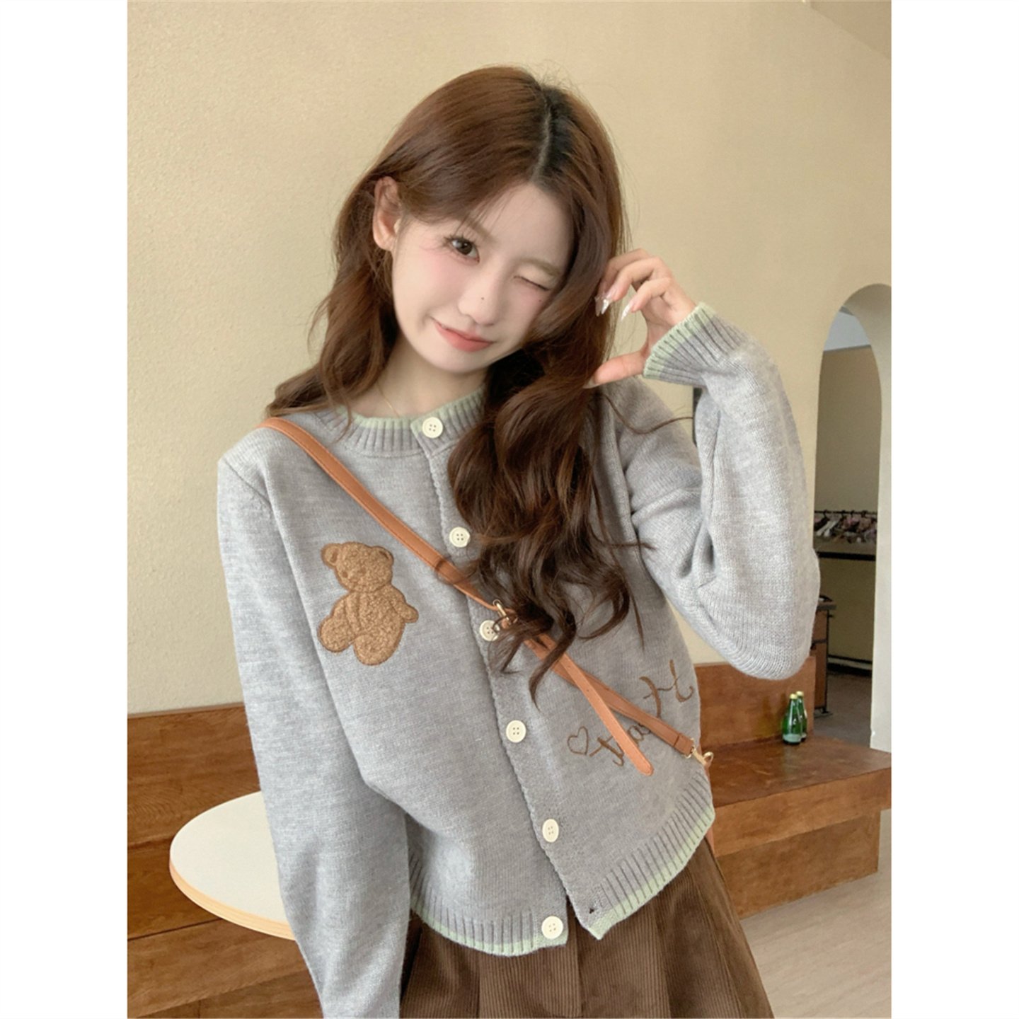 灰色针织开衫毛衣女外穿春秋冬2025新款学院风小个子短款外套上衣