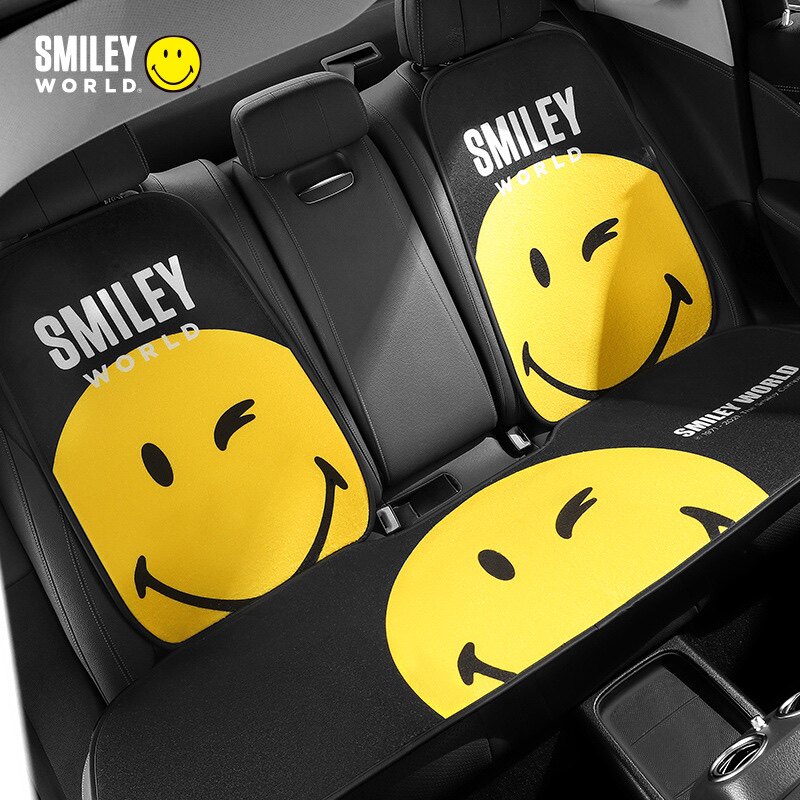 法国潮牌smiley汽车坐垫创意个性笑脸表情座垫趣味微笑后排毛绒垫