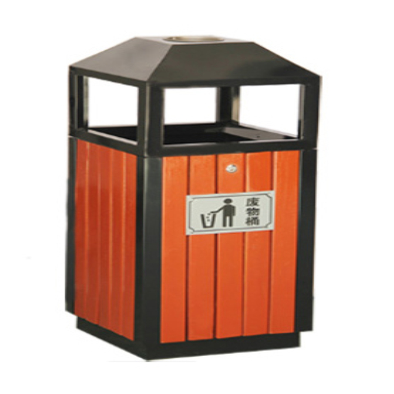 方锥顶钢木垃圾桶户外环保垃圾箱烟灰盅环卫果皮箱别墅木条果皮桶