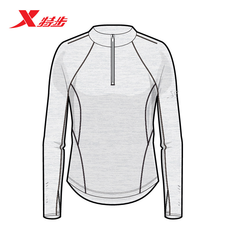 特步全民畅跑长袖T恤女2026春季新款训练服运动上衣974128030084