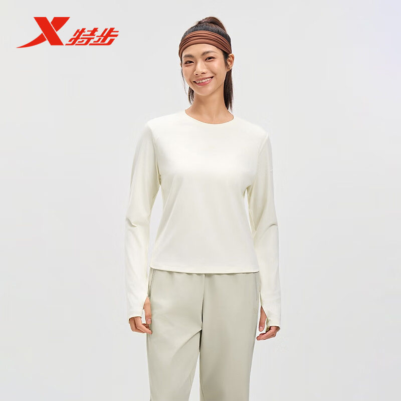 特步圆领卫衣女2025秋季新款