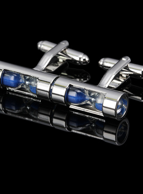 盒装 高品质蓝色记忆沙漏袖扣 cufflinks 法式衬衫超人袖扣袖钉