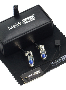 【盒装】经典蓝色时光沙漏铜袖扣袖钉男法式纽扣Cufflinks