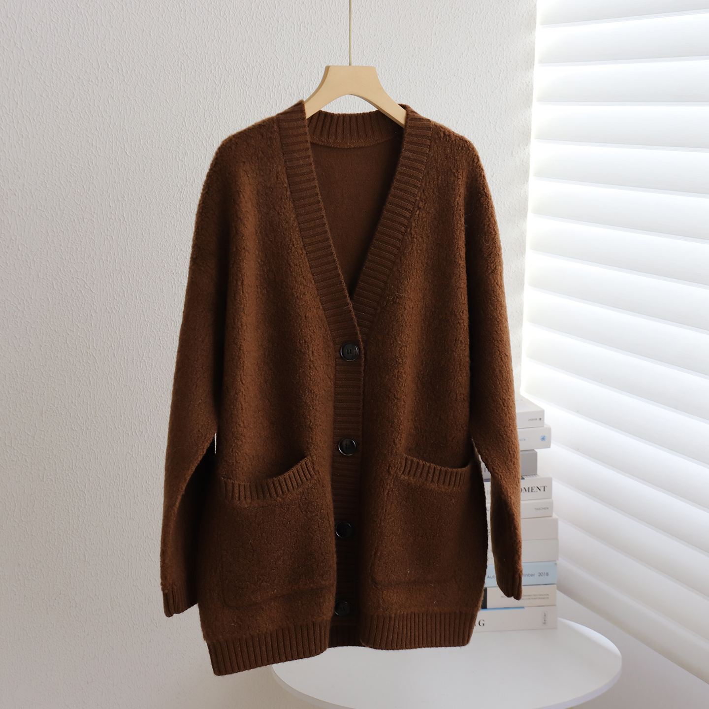 中长款开衫毛圈圈毛衣外套女秋冬款宽松微胖长袖加厚针织衫上衣