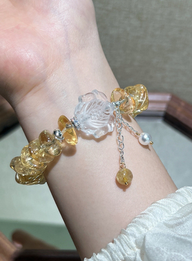 天然黄水晶手链女款单圈时尚饰品礼物送女友闺蜜生日礼物