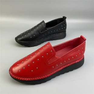 厚底鞋 平跟乐福鞋 真皮软底百搭一脚蹬休闲妈妈鞋 女2026四季