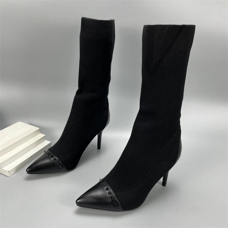 飞织女细跟10cm2025秋季新款瘦瘦靴尖头弹力靴性感中筒靴39 41码,女鞋,弹力靴/袜靴,淘宝优惠券,粉丝福利购,淘宝优惠卷