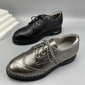 处理2026春秋季 新款 断码 圆头厚底松糕鞋 系带英伦风小皮鞋 35码