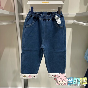 牛仔裤 新款 翻边201425108002 2025冬季 巴拉巴拉女幼小童加绒长裤