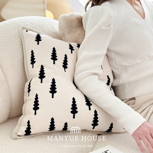 M.life ins治愈小树提花客厅沙发抱枕靠垫卧室床头靠垫腰枕抱枕套